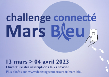 Mars Bleu dépistage du cancer colorectal - © Centre régional de coordination des dépistages des cancers Auvergne-Rhône-Alpes Mars Bleu dépistage du cancer colorectal