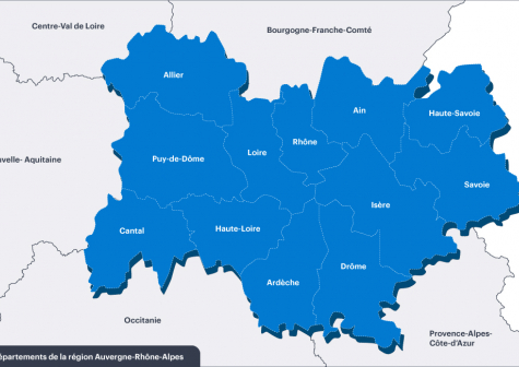 Carte des départements - © Région Auvergne-Rhône-Alpes Carte des départements