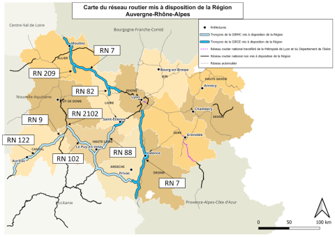 Carte réseau routes nationales