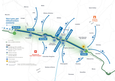 Carte liaison Crémieu Lyon