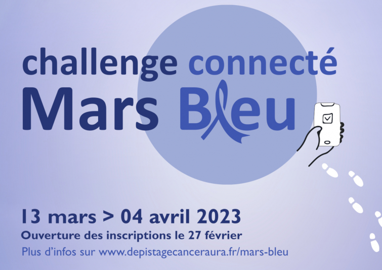 Mars Bleu dépistage du cancer colorectal - © Centre régional de coordination des dépistages des cancers Auvergne-Rhône-Alpes Mars Bleu dépistage du cancer colorectal