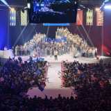 Grand Retour délégation + drapeau Albertville 17