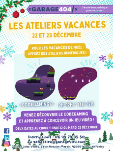 Ateliers de Noël CodeGaming – Crée ton jeu vidéo en une journée