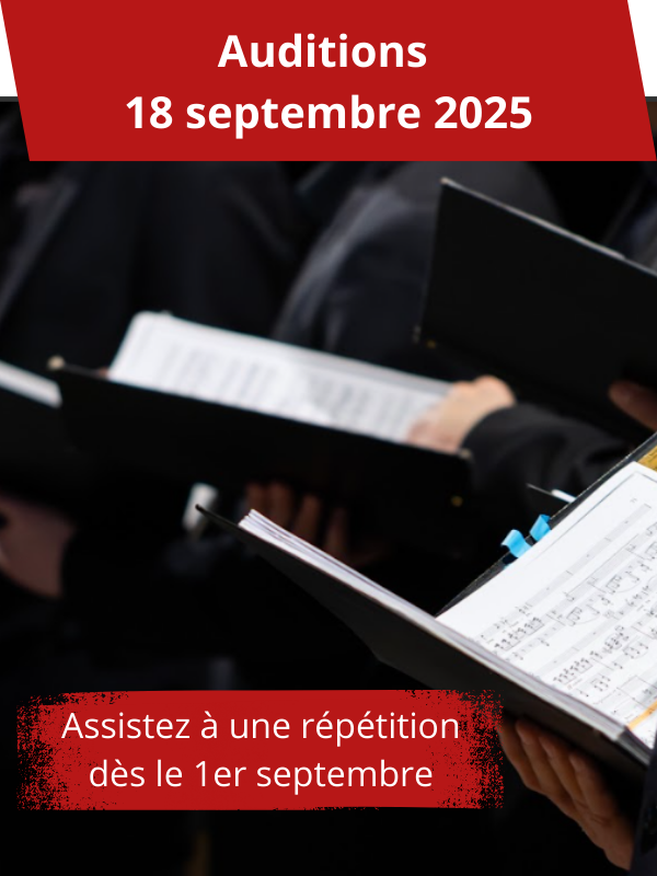 Auditions pour rejoindre le Chœur d'Oratorio de Lyon Auditions pour rejoindre le Chœur d'Oratorio de Lyon