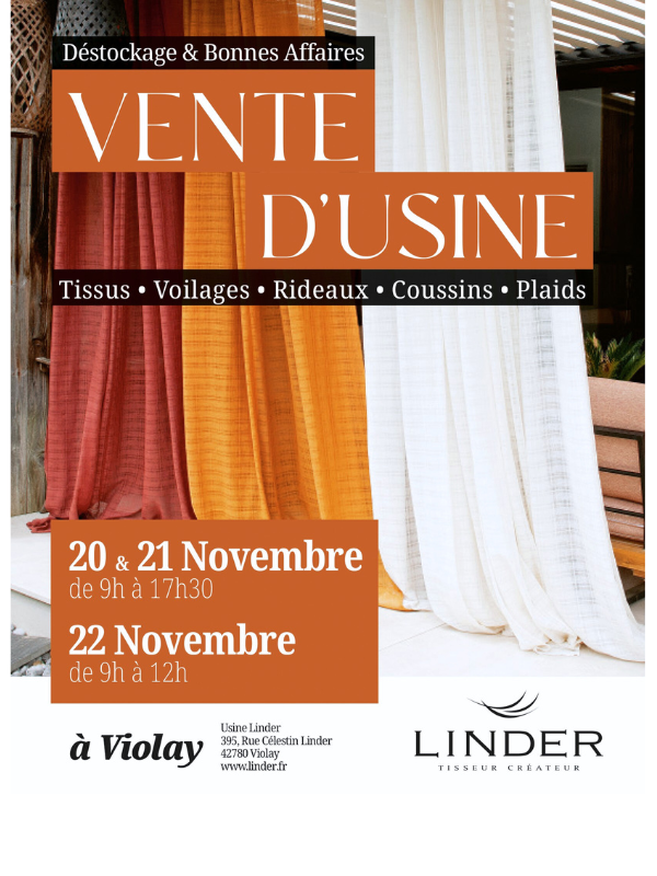 Vente d'Usine LINDER Tisseur Créateur Vente d'Usine LINDER Tisseur Créateur
