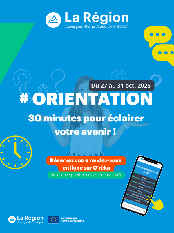 Du 27 au 31 octobre 2025 : 30 minutes pour éclairer votre avenir et parler orientation ! Du 27 au 31 octobre 2025 : 30 minutes pour éclairer votre avenir et parler orientation !